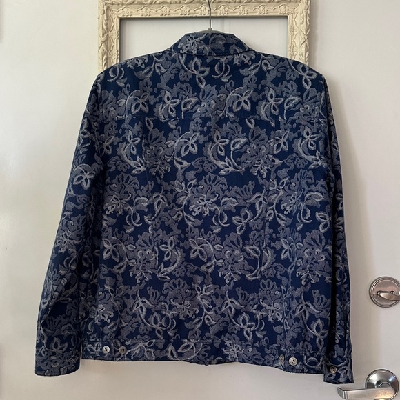 ALFRED DUNNER | Vintage Tapestry Navy Floral Jean Jacket - Picture 9 of 13